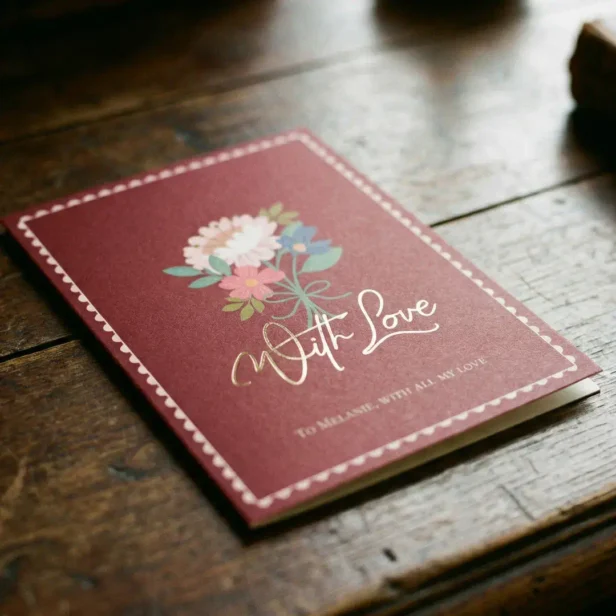 Elegant Hand-Drawn Floral Bouquet Valentine's Day Holiday Card