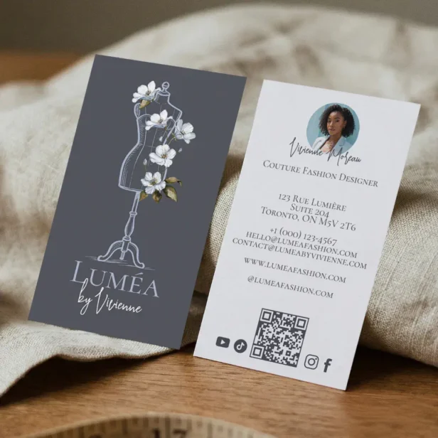 Floral Dress Form Mannequin Fashion Designer Photo Business Card