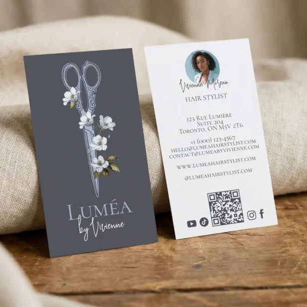 Floral Hair Dresser Stylist Beauty Salon Photo Business Card