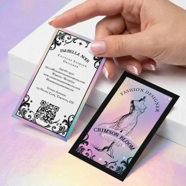 Iridescent Holographic Beauty Couture Fashion Business Card
