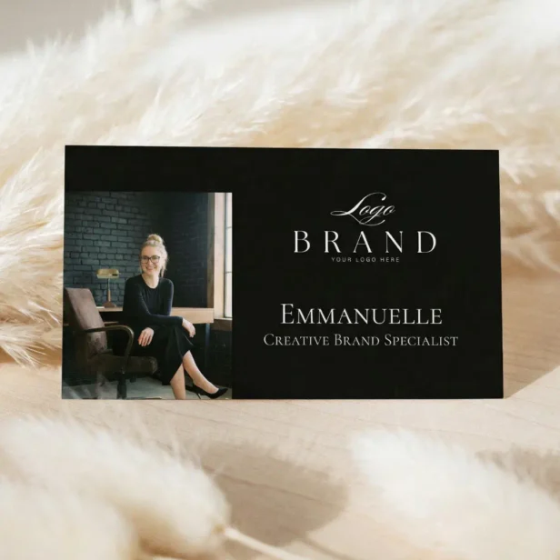 Luxury Black Elegant Photo Layout Real Estate Logo Business Card