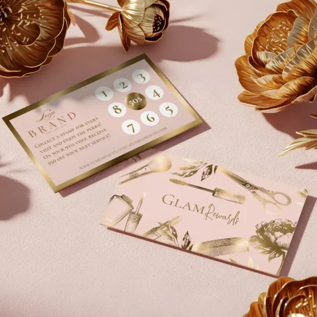 Luxury Gold Beauty Salon Hair Makeup Nail Studio Loyalty Card