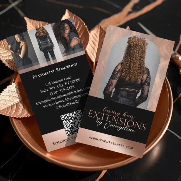 Luxury Hair Extensions Salon Arch Photo Black Rose Business Card