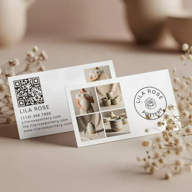 Minimal Modern Photo Collage Pottery Professional Business Card