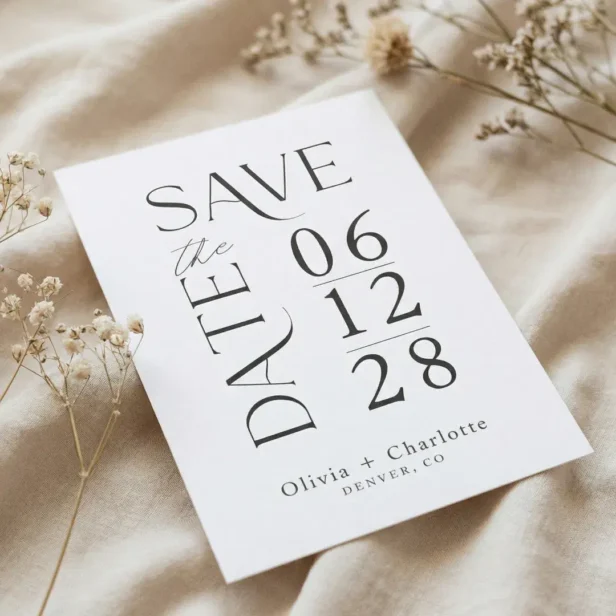 Modern Minimal Bold Save the Date Typographic Letterpress Photo Cards
