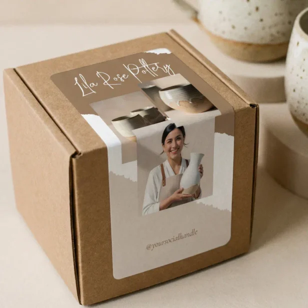 Modern Minimal Pottery Ceramic Business Box Wrap Label
