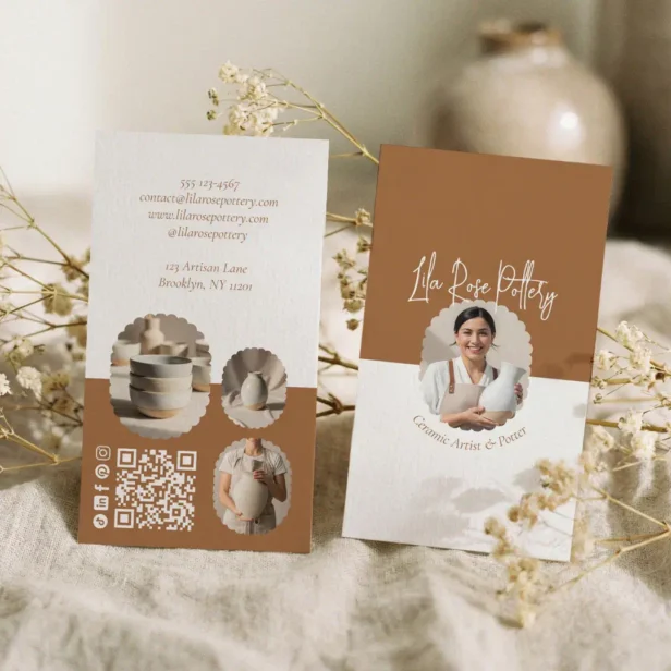 Modern Minimal Pottery Photo Collage Business Card