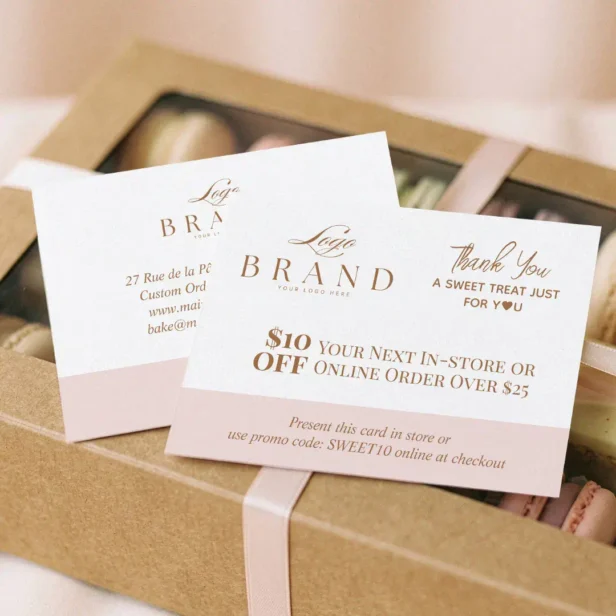Pink Baker Thank You Promo Code Pastry Bakery Logo Discount Card