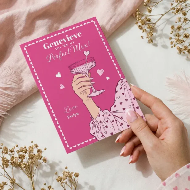 Retro You’re My Perfect Mix Valentine’s Day Card Pink