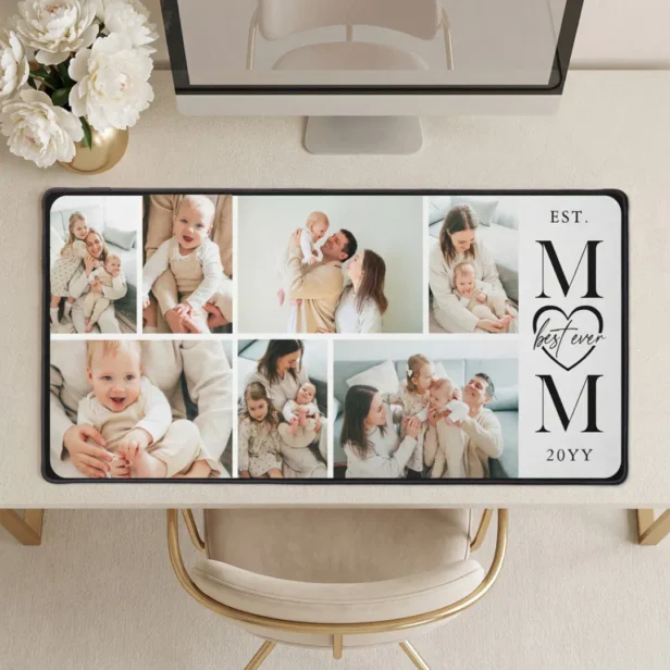 Best Ever Mom Personalized 7 Photo Collage Mother Desk Mat