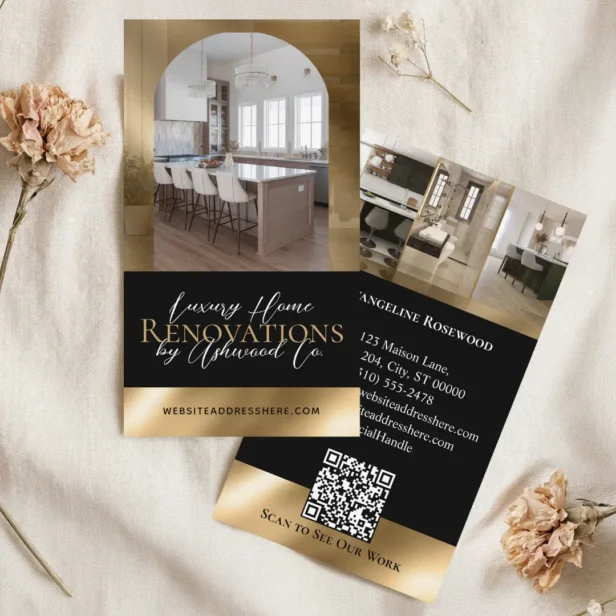 Black Gold Home Renovation Contractor Arch Photo Business Card