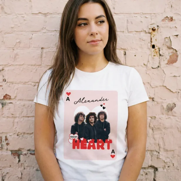 Custom Boylfriend Photos With Name Valentine Heart Tri-Blend Shirt