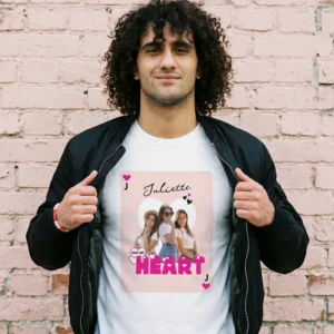 Custom Girlfriend Photos With Name Valentine Heart Tri-Blend Shirt