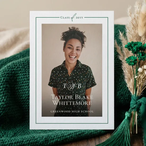 Elegant Monogram Grad Photo Frame Graduation Party Letterpress Photo Cards