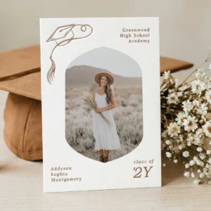 Elegant Simple Grad Photo Graduation Announcement Letterpress Photo Card