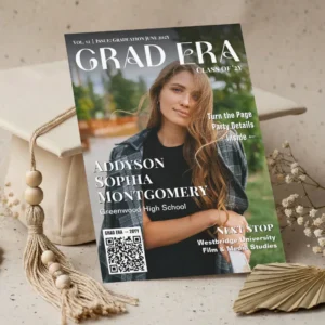 Grad Era Trendy Graduation Magazine Photo Collage Invitation