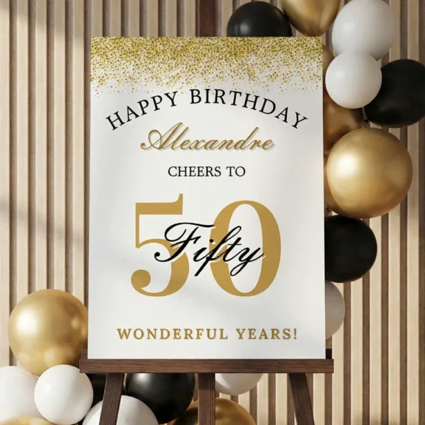 Happy Birthday Cheers To 50 Years Celebration Foam Board