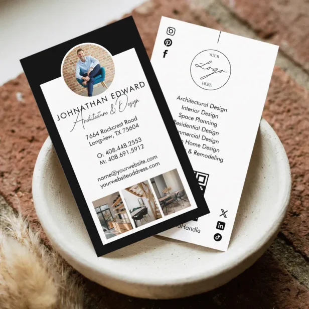 Black Gold Home Renovation Contractor Arch Photo Business Card