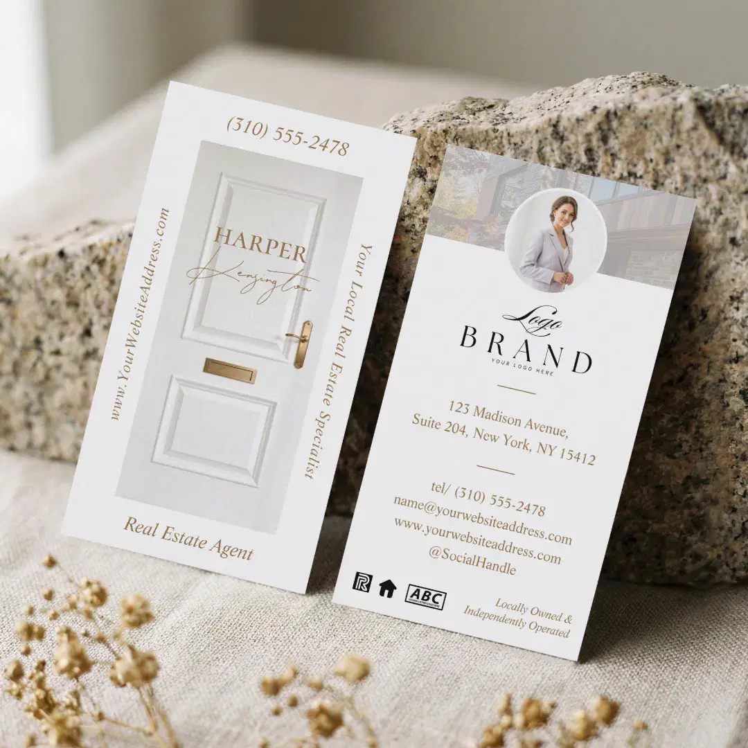Luxury Real Estate White Door Professional Photo Business Card