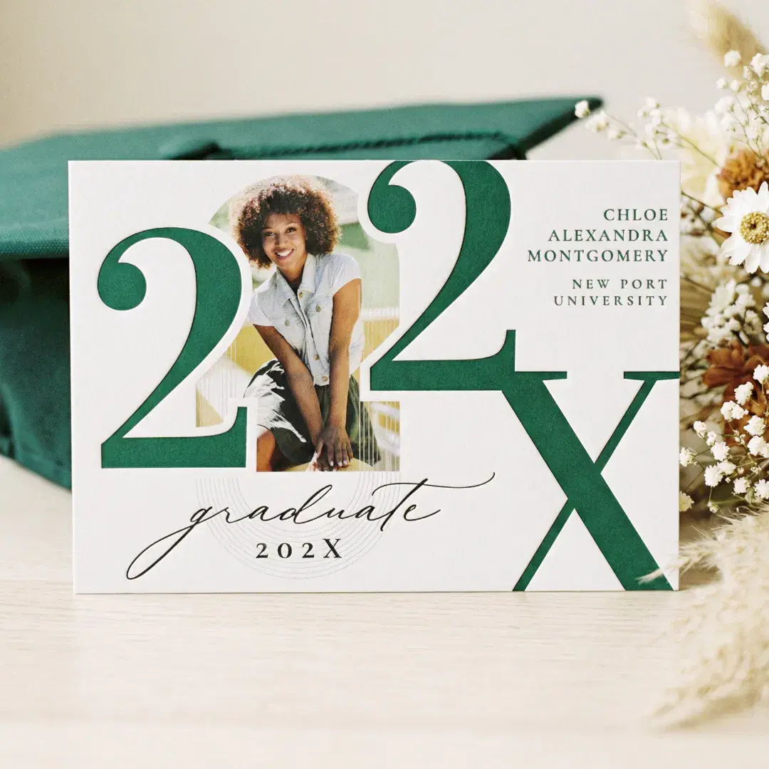 Minimal Bold Year Arch Grad Photo Graduation Letterpress Photo Cards