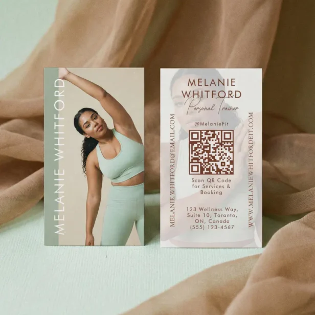 Modern Personal Trainer Fitness Influencer Photo Green Business Card