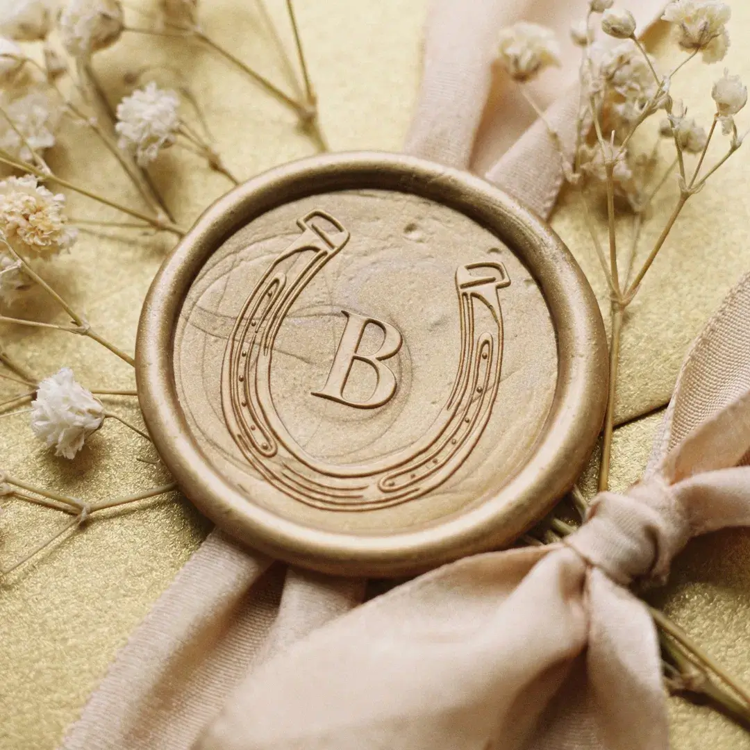Rustic Western Horseshoe Custom Monogram Wedding Wax Seal Sticker