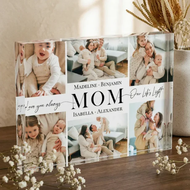 We Love You Mom Simple Photo Collage Keepsake Acrylic Photo Block