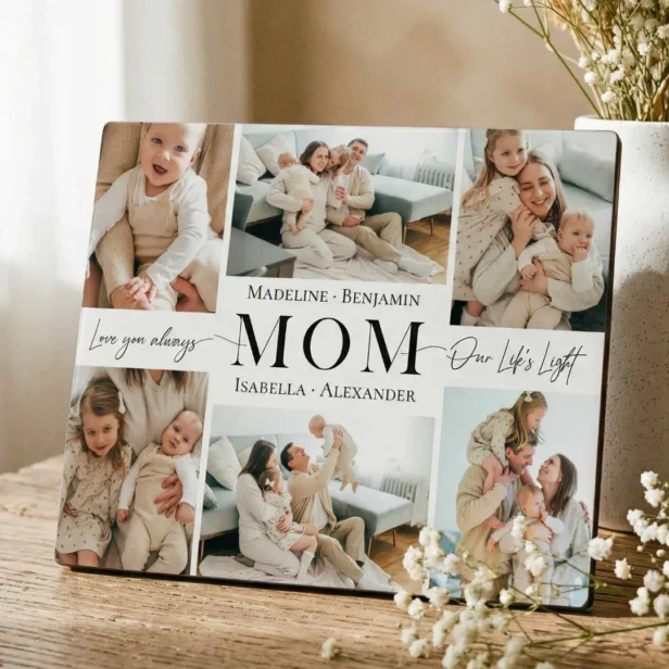 We Love You Mom Simple Photo Collage Keepsake Plaque