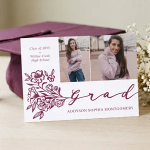Wildflowers Graduation Grad Photos Announcement Letterpress Photo Cards