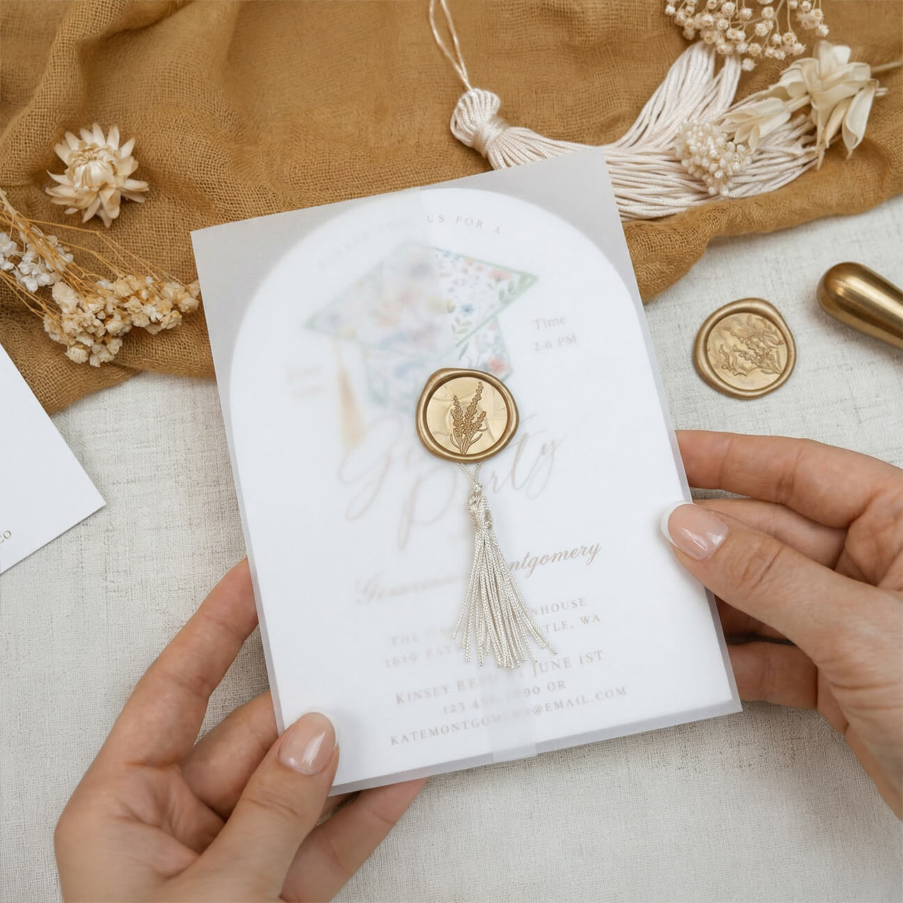 Graduation DIY Inspiration Ideas: Elegant Vellum Sleeves with Tassel & Wax Seal Moodthology Papery