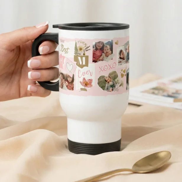 Best Mom Ever Scrapbook Photo Collage Gift for Mom Travel Mug