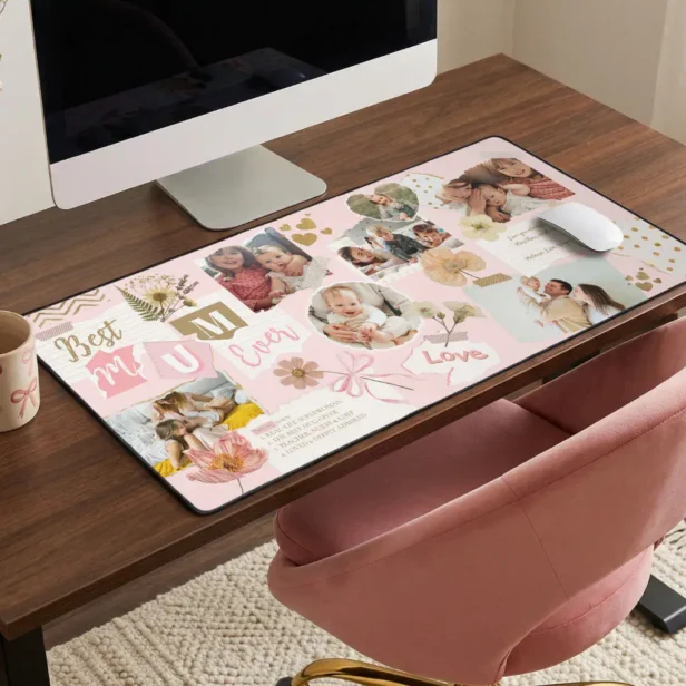 Best Mum Ever Personalized Scrapbook Photo Collage Desk Mat