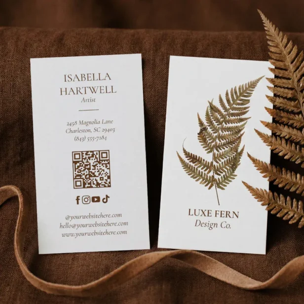 Elegant Chic Modern Luxury Botanical Fern Greenery Business Card