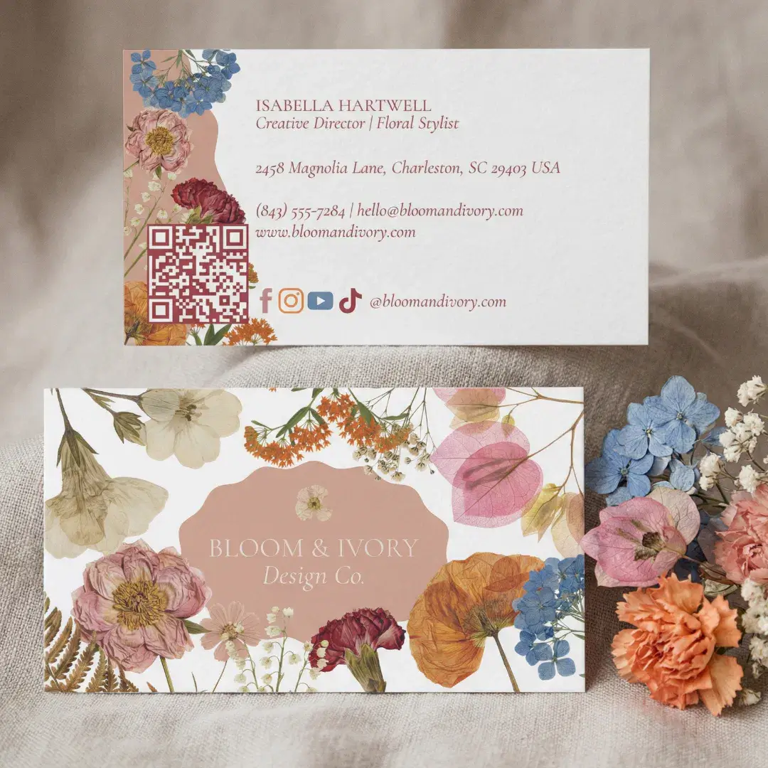 Elegant Modern Luxury Wildflower Botanical Floral Business Card