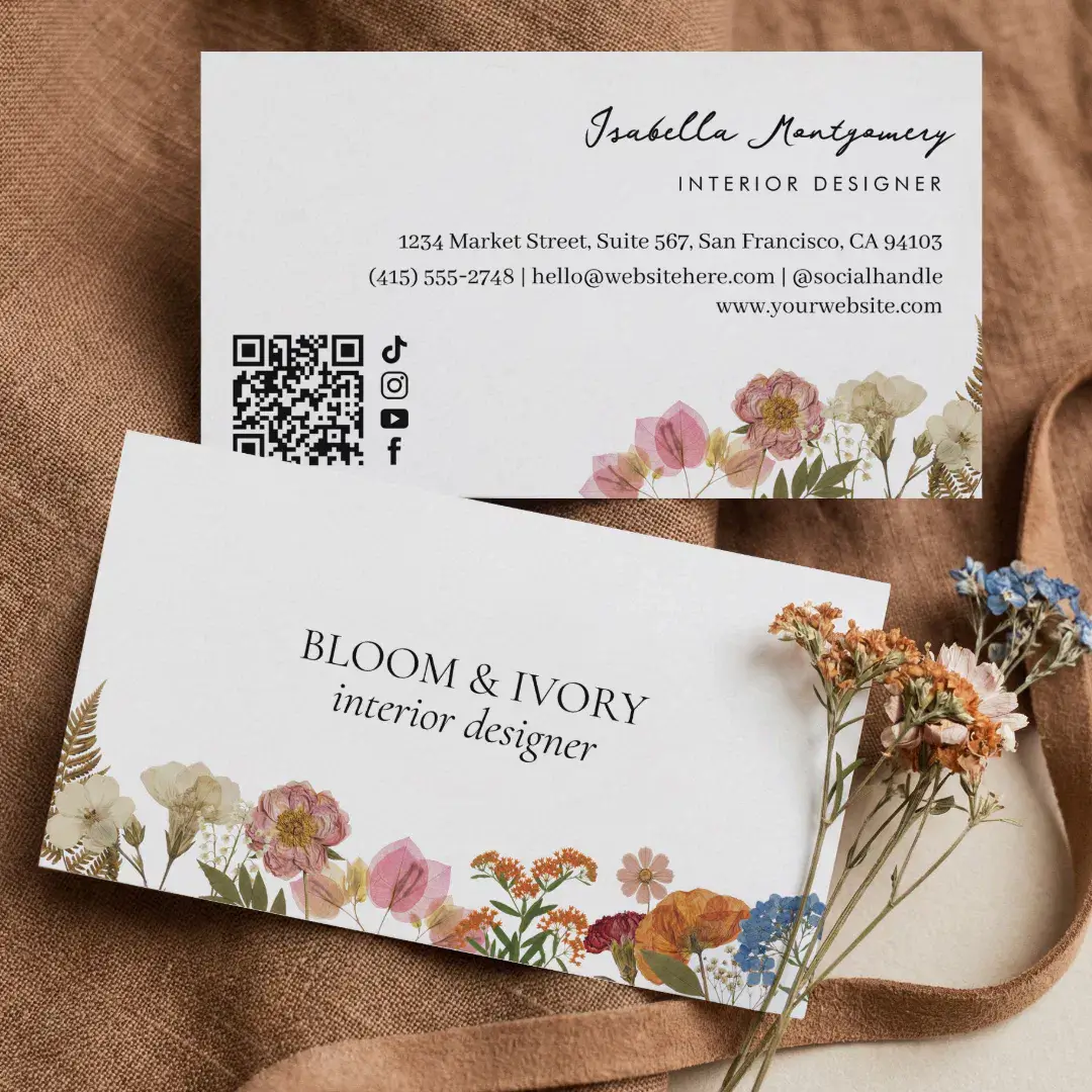 Elegant Modern Luxury Wildflower Botanical Floral Business Card