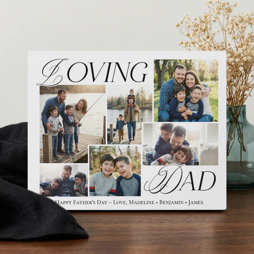 Fathers Day Gift Loving Dad Elegant Photo Collage Plaque
