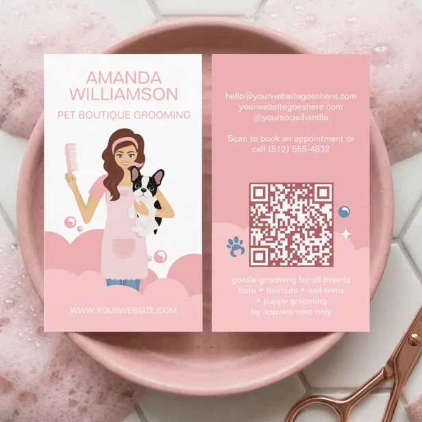 Fun Pampered Pet Dog Groomer Professional Stylist Business Card