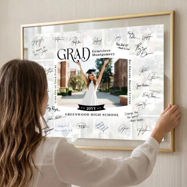 Graduation Guest Signing Grad Photo Collage Keepsake Gift Poster