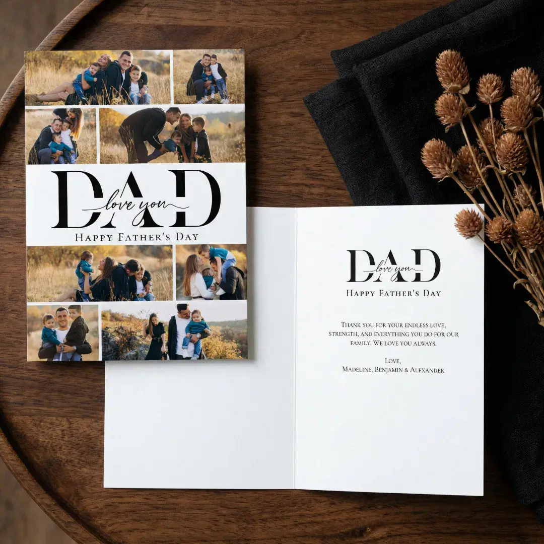 Love You Dad Heart Photo Collage Father's Day Card