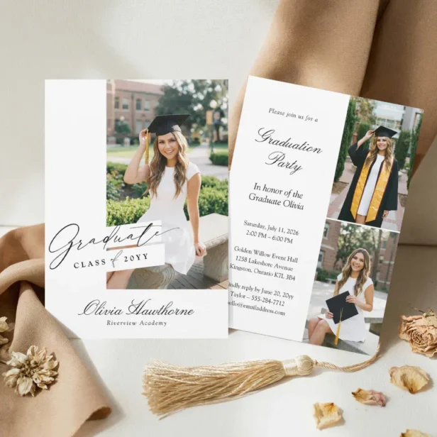 Minimal Elegant Graduate Photo Graduation Party Invitation