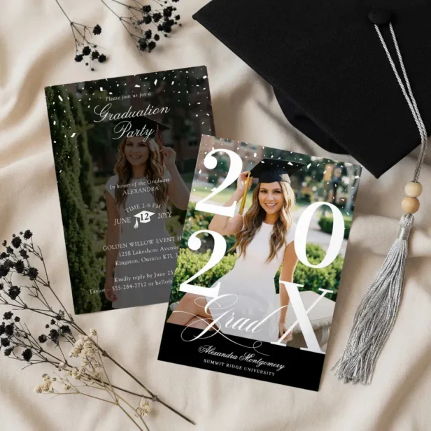 Minimal Modern Bold Graduation Year Photo Party Foil Invitation