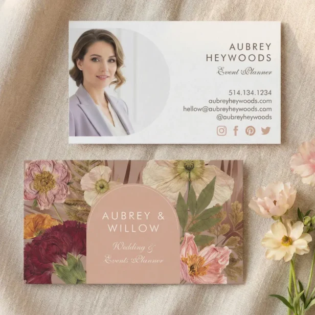 Modern Chic Bohemian Wildflowers Photo Arch Business Card