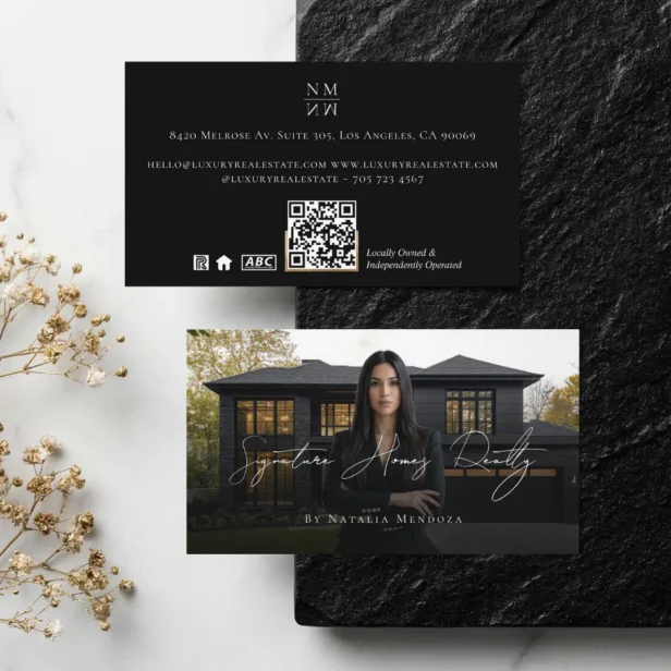 Professional Luxury Black Real Estate Agent Photo Business Card