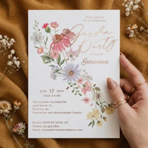 Watercolor Wildflower Graduation Grad Garden Party Foil Invitation