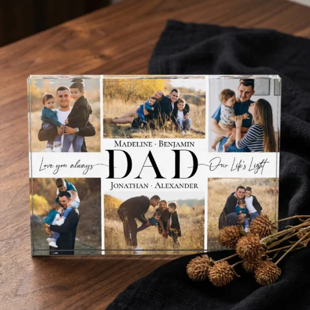 We Love You Dad Simple Father Collage Keepsake Photo Block