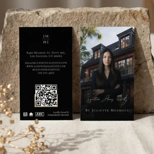 Professional Luxury Black Real Estate Agent Photo Business Card