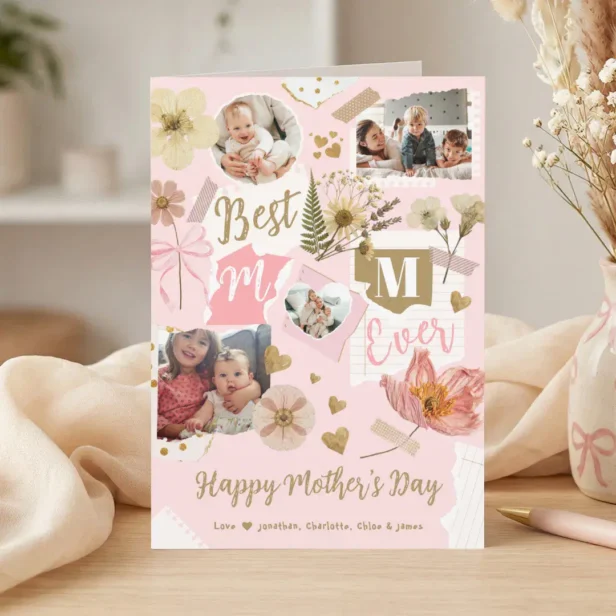 Best Mom Ever Mother's Day Scrapbook Photo Collage Card