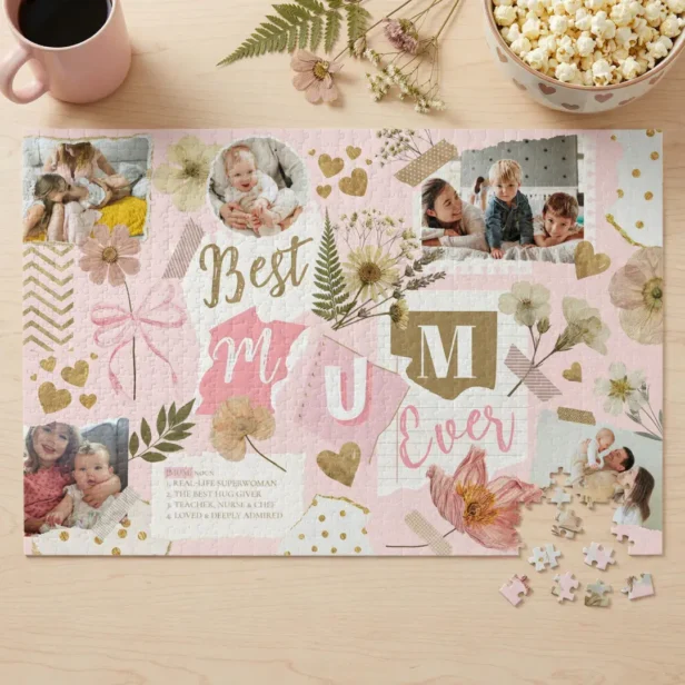 Best Mum Ever Mother's Day Scrapbook Photo Collage Jigsaw Puzzle