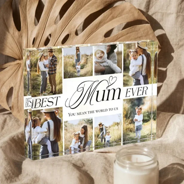 Best Mum Ever Heart Family Photo Collage keepsake Block