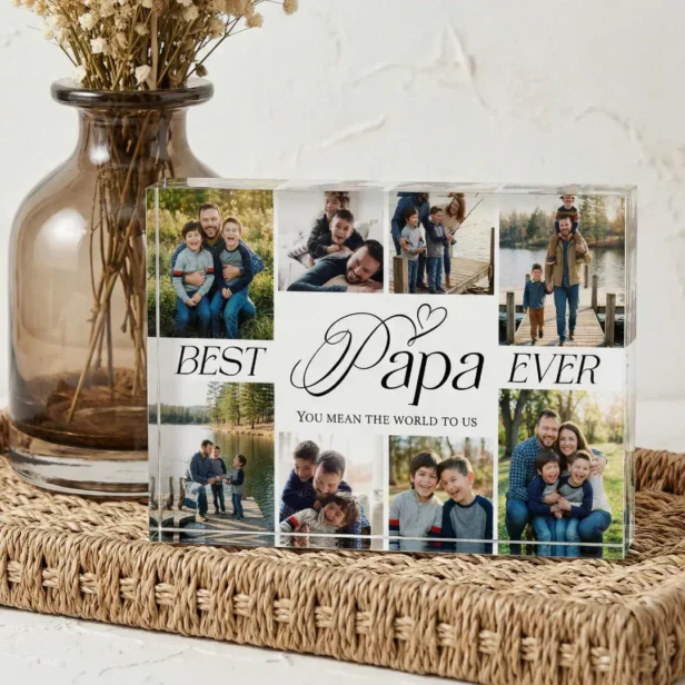 Best Papa Ever Heart Family Photo Collage keepsake Photo Block